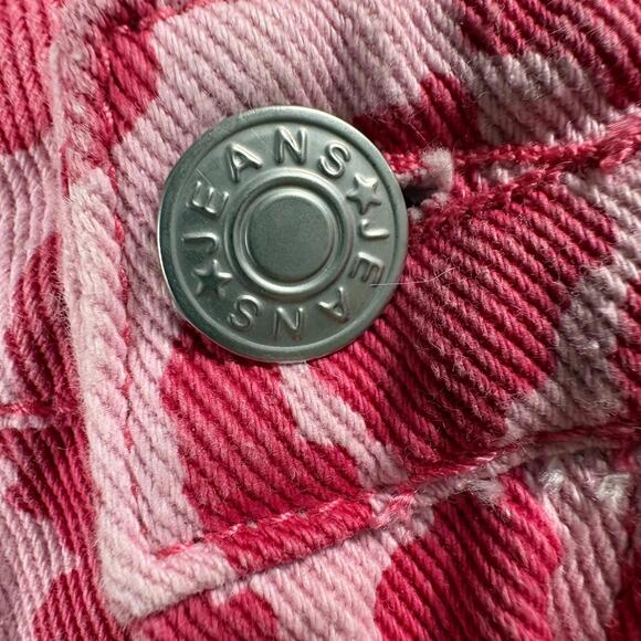 Leopard Print Jeans Womens Pink Y2K Straight Leg Retro Statement Denim Pants Fit - Picture 4 of 8